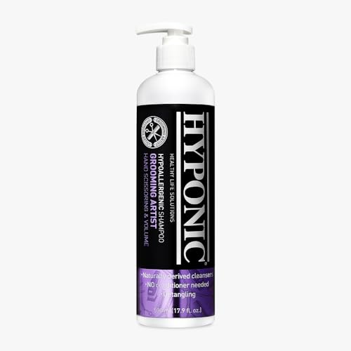 HYPONIC Shampoo für Friseure: Hypoallergenes Shampoo für Haustiere (manuelles Zuschneiden und Volumen (530 ml), Rosa, Violett, Blau von HYPONIC