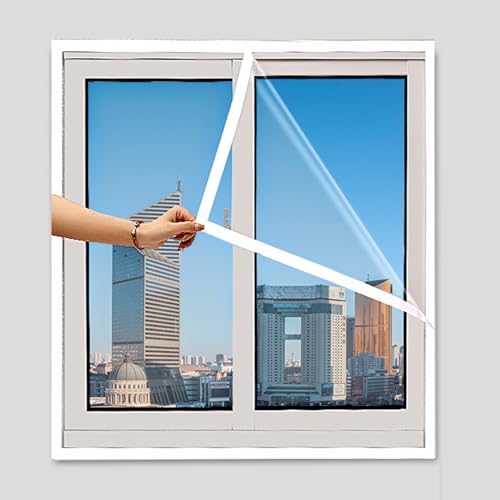 Fenster-Isolierset, selbstklebender, wärmeisolierter Vorhang, Kälteschutz, transparente Isolierplatte, winddichte, warme Vorhänge im Winter, einfach zu installieren, individuell(110x240cm(43x95in)) von HYQING