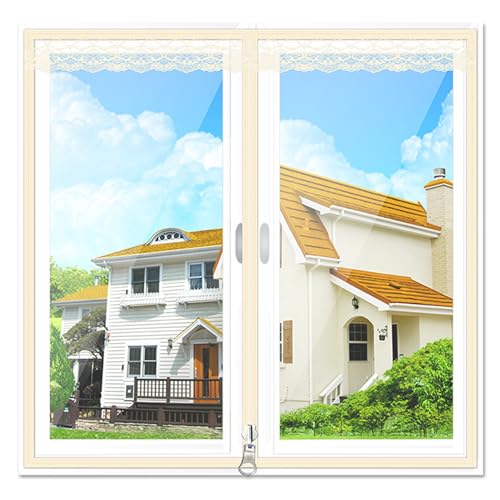 Fensterisolierfolien-Set, selbstklebend, Kälteschutz, transparente Isolierfolie für Fenster, winddicht, hält warm, mit Reißverschluss, Breite x Höhe (110 x 160 cm) von HYQING