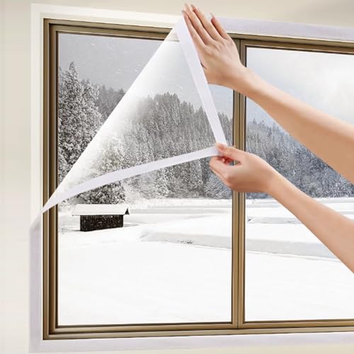Fensterisolierungsset, transparente Isolierfolie, Kunststoff für Winterschutz, selbstklebende Thermoschutz, Winterschutz für Wohnzimmer, Schlafzimmer, Küche und Bad(100x260cm(39x102in)) von HYQING