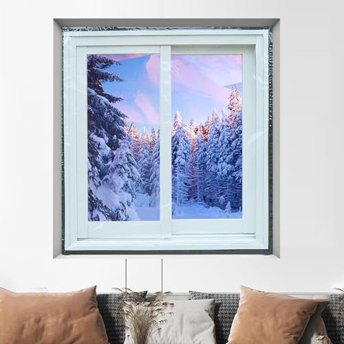 Wetterfeste Fenster-Isoliersets, Folie for den Winter, hält die Kälte draußen, transparente Thermoabdeckung, isolierende Vorhänge, wasserdicht, winddicht, staubdicht, individuell(180x200cm(71x79in)) von HYQING