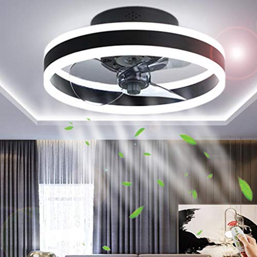 Deckenleuchte Deckenventilator Mit Beleuchtung Moderne Led Ventilator Licht Fernbedienung Dimmbar Leise Deckenlampe Wohnzimmer Schlafzimmer Kinderzimmer Lampe Leuchte 6 Geschwindigkeit,Schwarz,50cm von HYQJUNE