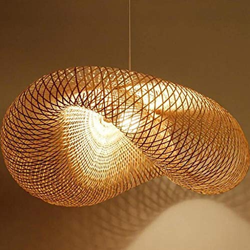 E27 Vintage Hängeleuchte Gewebte Pendellampe Hängelampe Natürlichen Bambus Rattan Handgefertigten Kronleuchter Höhenverstellbare Pendelleuchte Restaurant Schlafzimmer Wohnzimmer Café,80cm von HYQJUNE