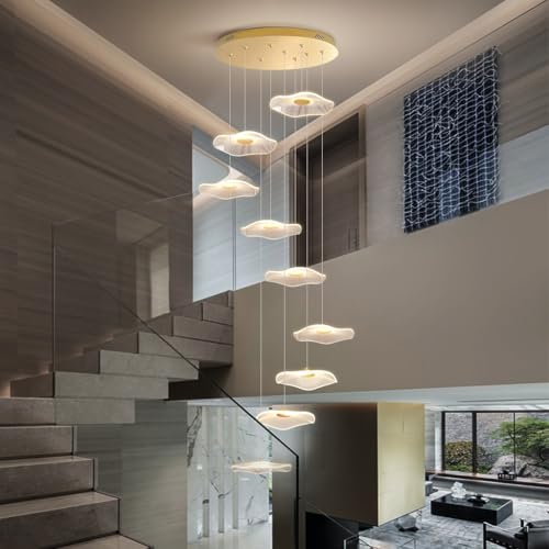 HYQJUNE Modern LED Hängelampe Dimmbar Lotusblume Pendelleuchte Wohnzimmerlamp Treppe Hängeleuchte Xuanguan Schlafzimmer Esszimmer Mit Fernbedienung Küchenlampe Höhenverstellbar Lampen(9 pieces) von HYQJUNE