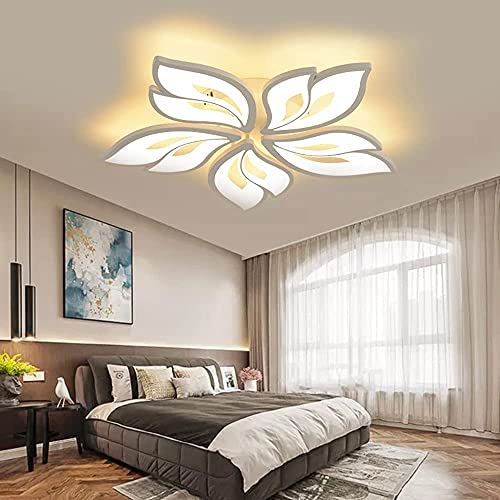 LED Modern Deckenlampe Blütenblatt Kreativität Deckenleuchten Wohnzimmerlampe Dimmbar Mit Fernbedienung Schlafzimmer Deko Deckenlicht Metall Acryl Pendelleuchte Esstischlampe Blumen Kronleuchter,65cm von HYQJUNE