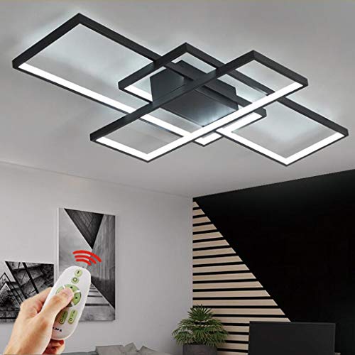 LED Moderne Deckenlicht Licht Licht Licht Dimmable Aluminium Acryl Lampe Deckenbeleuchtung Beleuchtung Beleuchtung Licht Beleuchtungsraum Deckenleuchte Lampe [Energieklasse A ++],Schwarz,140cm von HYQJUNE