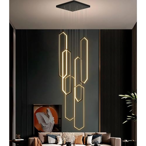 HYQJUNE LED Pendelleuchte Wohnzimmerlamp Aluminium Treppe Hängelampe Xuanguan Schlafzimmer Lampen Hängeleuchte Modern Höhenverstellbar Küche Esszimmerlampe(Schwarz,6 Lights-20x60cm) HYQJUNE LED Pendelleuchte Wohnzimmerlamp Aluminium Treppe Hängelampe Xuanguan Schlafzimmer Lampen Hängeleuchte Modern Höhenverstellbar Küche Esszimmerlampe(Schwarz,6 Lights-20x60cm) von HYQJUNE