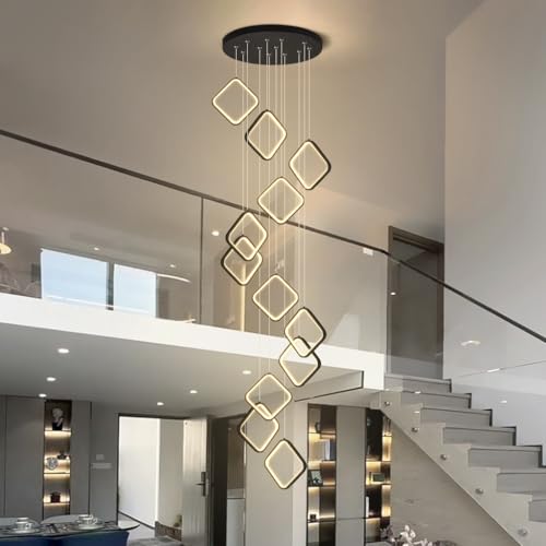 Modern LED Hängelampe Dimmbar Rhombus Pendelleuchte Wohnzimmerlamp Aluminium Treppe Hängeleuchte Xuanguan Schlafzimmer Esszimmer Mit Fernbedienung Küchenlampe Höhenverstellbar Lampen(12 heads) von HYQJUNE