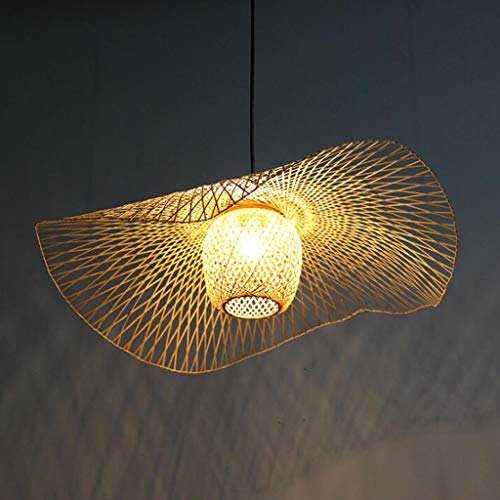 Vintage Pendelleuchte Rattan Pendellampe E27 Kronleuchter Retro Industrial Hängeleuchte Höhenverstellbarer Hängelampe Natürlichen Bambus Lampe Leuchte Esszimmer Studie Wohnzimmer Cafe Lampe,65cm von HYQJUNE