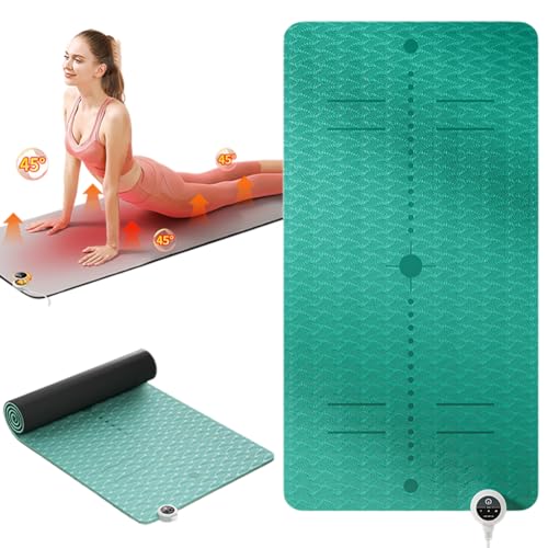 Elektrisch beheizte Yogamatte, weiche TPE-Trainingsmatte, rutschfeste Trainingsmatte, 8 mm dicke Trainingsmatte, Fitnessmatte, Temperatur einstellbar 10–60 °C, 1–12 Stunden Timer,183 x 66 x 0,8 cm von HYQNG