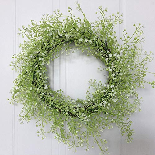 Blumenkranz, künstliche Kränze, Künstliche Blätter Kranz 18 Zoll Grapevine Zweige Basis Kranz Frühling Saison Dekoration(Light Green) von HYQOUKLR