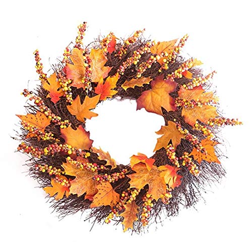 Blumenkranz, künstliche Kränze, Simulation Berry Maple Leaf Tür Wand Ornament Große Kranz Girlande von HYQOUKLR