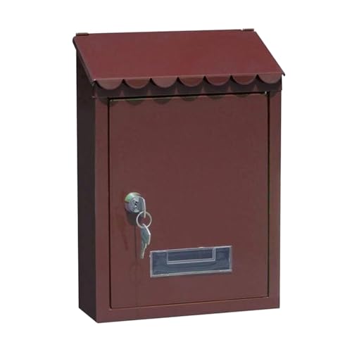 Briefkasten, Außenbriefkasten, Briefkasten Abschließbare Metallbriefkästen for den Außenbereich, Wandbriefkasten mit Schlüssel(Red Brown) von HYQOUKLR
