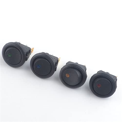 Drucktastenschloss, Wippschalter, 4 Stücke Auto 12 V/220 V 3 Pin 4 Farbe Jeder Katzenauge Runde Rocker Dot Boot LED Licht Kippschalter SPST(220V) von HYQOUKLR