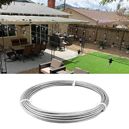Edelstahldraht, Gartendraht, Edelstahl-Drahtseilkabel for Aufhängen von Lichtern, Deckgeländer, 3 mm, Silber, 1–100 m(70M/229.6ft) von HYQOUKLR