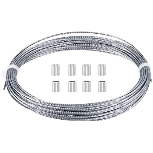 Edelstahldraht, Gartendraht, Edelstahldrahtseil, Flugzeugkabel, 7 x 7 Litzen, 1,5 mm, Silber, 100 m oder 200 m(100M/328ft) von HYQOUKLR