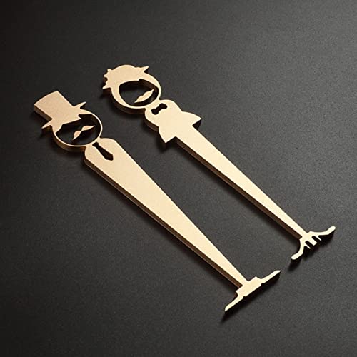 Erhabene Symbole, Toilettenkennzeichnungsschilder, Gebürstetes Aluminium Männer und Frauen Moderne erhabene Symbole(Gold) von HYQOUKLR