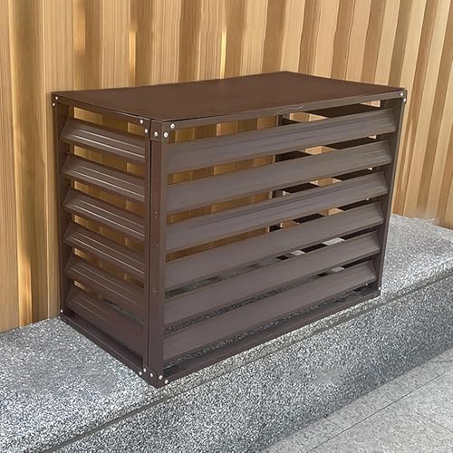 Gehäuse für Außenklimageräte, Aluminium-Klimaanlagenabdeckung for Außengeräte, dekorativer Sichtschutz gegen Diebstahl(Brown,1.5P:100X50X70) von HYQOUKLR