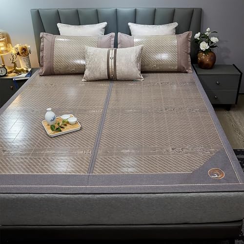 HYQOUKLR Bambus-Schlafmatte, Faltbare Matratze, Bambus und Rattan Bett Schlafmatte Multicolor Mehrere Größen(Grey,200 * 220cm) von HYQOUKLR