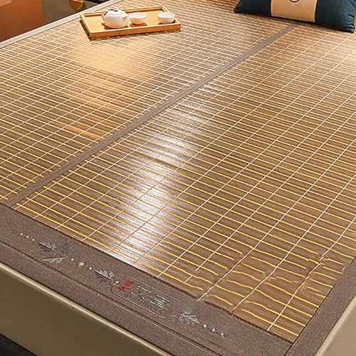 HYQOUKLR Bambus-Schlafmatte, Faltbare Matratze, Doppelseitige Faltbare Bambus-Eisseiden-Bettmatte mit Kissenbezug, Mehrfarbig, mehrere Größen(Beige,140 * 195cm) von HYQOUKLR