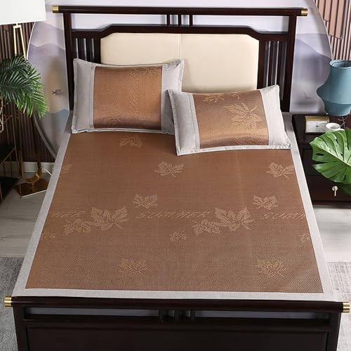 HYQOUKLR Bambus-Schlafmatte, Faltbare Matratze, Kühlende Schlafmatte aus Rattan-Eisseide, Mehrfarbig, mehrere Größen(Brown,200 * 220cm) von HYQOUKLR