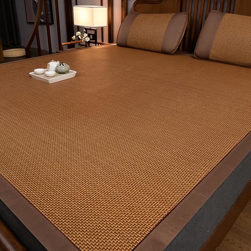 HYQOUKLR Bambus-Schlafmatte, Faltbare Matratze, Rattan-Schlafmatte mit Kissenbezug, mehrere Größen(120 * 195cm) von HYQOUKLR