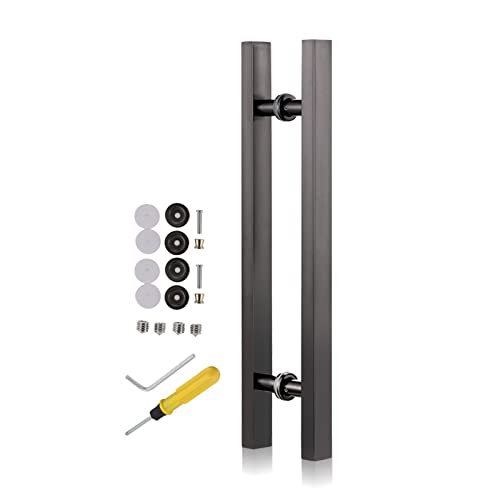 HYQOUKLR Doppelseitiger H-förmiger Haltegriff, Edelstahl Push Pull Türgriff Scheune Schiebe Glas Tor Hardware Multicolor Mehrere Größen Pack Von 2(Black,Length 100cm(39.5inch)) von HYQOUKLR