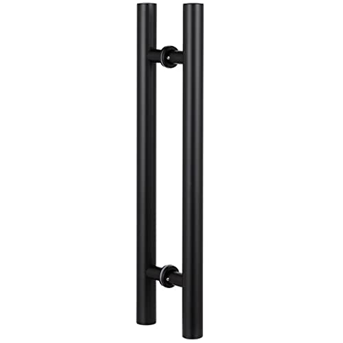 HYQOUKLR Doppelseitiger H-förmiger Haltegriff, Edelstahl Scheunentor-Zuggriffe mit Hardware Multicolor Mehrere Größen 1 Paar(Matte Black,60Cm/24In) von HYQOUKLR