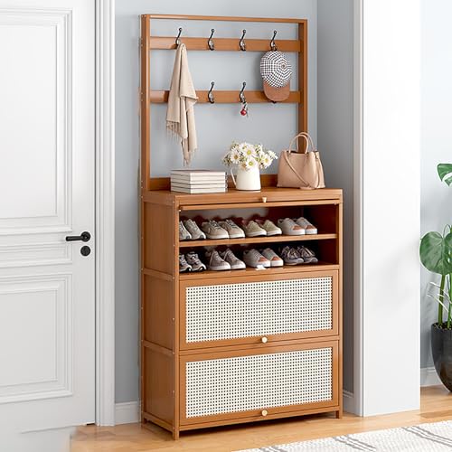 HYQOUKLR Freistehendes Schuhregal für den Eingangsbereich, Brauner Schuhaufbewahrungs-Organizer for Flur, Schlafzimmer, Wohnzimmer(Brown,60cm/23.6in) von HYQOUKLR