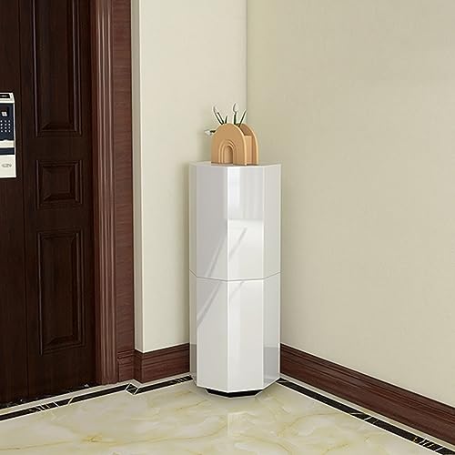 HYQOUKLR Freistehendes Schuhregal für den Eingangsbereich, Moderne, schmale Schuhschrankbank mit versteckter Tür(White,43 * 86cm/17 * 34 in) von HYQOUKLR