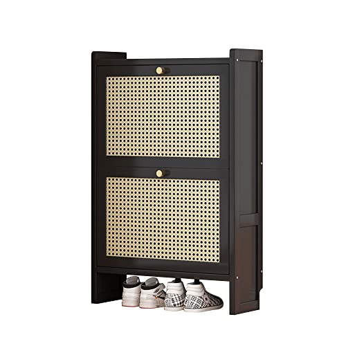 HYQOUKLR Freistehendes Schuhregal für den Eingangsbereich, mit Klappschubladen, schmal, freistehend(87 * 50 * 17CM) von HYQOUKLR