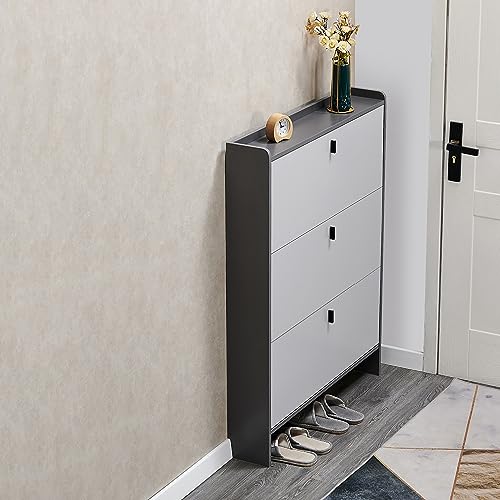 HYQOUKLR Freistehendes Schuhregal für den Eingangsbereich, mit verstecktem Stauraum for Eingangsbereich, Wohnzimmer, Schlafzimmer, Flur, schmales Design(90 * 17 * 118cm) von HYQOUKLR