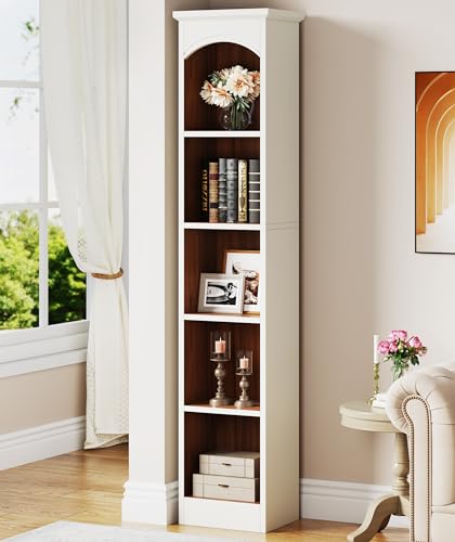 HYQOUKLR Großes Eckregal, Leiterregal, 180 cm schmales 5-stöckiges Eckbücherregal in Weiß und Eiche, 1er- oder 2er-Pack for Wohnzimmer und Home Office(1 Pack) von HYQOUKLR