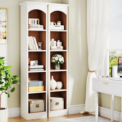 HYQOUKLR Großes Eckregal, Leiterregal, 180 cm schmales 5-stöckiges Eckbücherregal in Weiß und Eiche, 1er- oder 2er-Pack for Wohnzimmer und Home Office(2 Pack) von HYQOUKLR