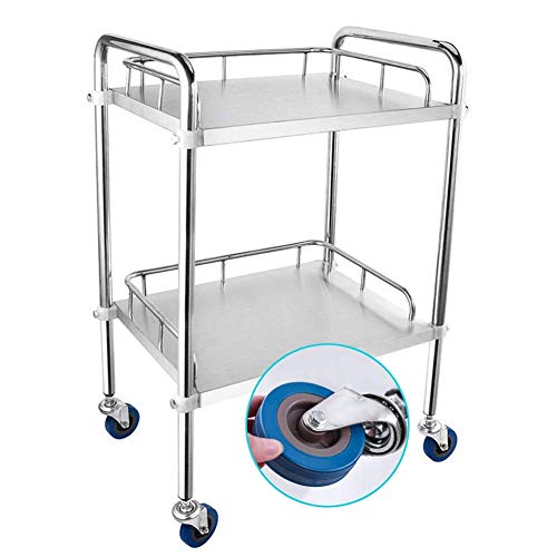 HYQOUKLR Küchenwagen auf Rädern, Aufbewahrungswagen, 2-stöckiger Wagen aus Edelstahl mit feststellbaren Rädern, beweglichem Griff, 70 kg Tragkraft, Silber, mehrere Größen(M~60x40x86cm,M~60x40x86Cm) HYQOUKLR Küchenwagen auf Rädern, Aufbewahrungswagen, 2-stöckiger Wagen aus Edelstahl mit feststellbaren Rädern, beweglichem Griff, 70 kg Tragkraft, Silber, mehrere Größen(M~60x40x86cm,M~60x40x86Cm) von HYQOUKLR