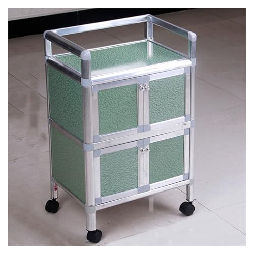 HYQOUKLR Küchenwagen auf Rädern, Aufbewahrungswagen, Aufbewahrungswagen mit 4 Rädern und 2 Schränken in Mehreren Größen und Mehrfarbig(Green,70x32x50cm) von HYQOUKLR