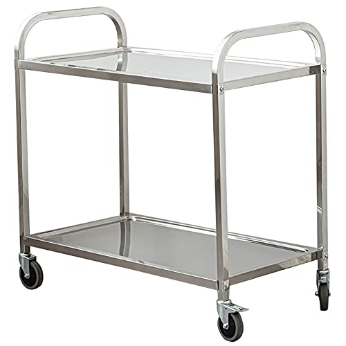 HYQOUKLR Küchenwagen auf Rädern, Aufbewahrungswagen, Rollwagen aus Edelstahl mit Rädern, 2 oder 3 Ebenen, mehrere Größen(2 Layers,85 * 45 * 90) von HYQOUKLR