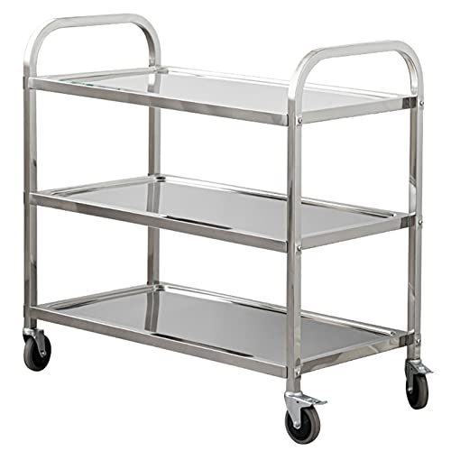 HYQOUKLR Küchenwagen auf Rädern, Aufbewahrungswagen, Rollwagen aus Edelstahl mit Rädern, 2 oder 3 Ebenen, mehrere Größen(3 Layers,85 * 45 * 90) von HYQOUKLR