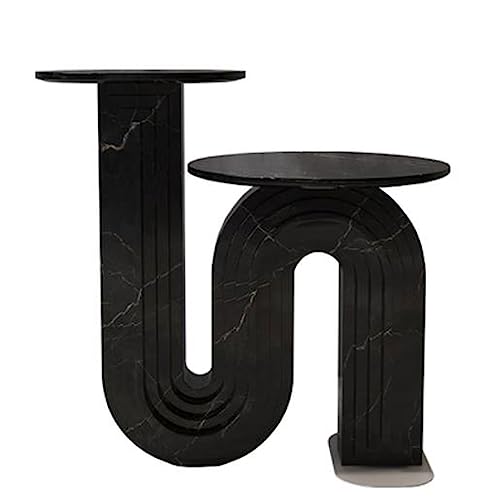 HYQOUKLR Nachttisch, Couchtisch, 2-stufiger runder Beistelltisch, Beistelltisch, Couchtisch, Weiß oder Schwarz(Black) von HYQOUKLR