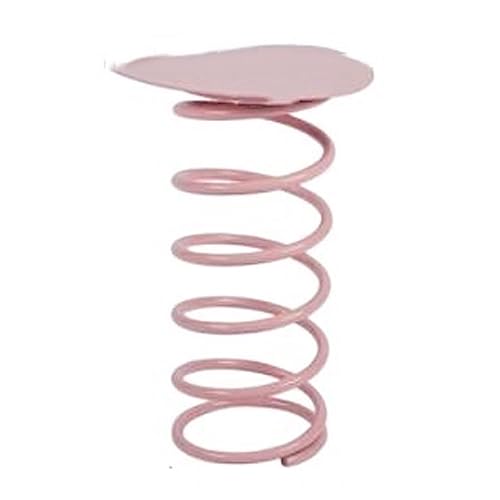 HYQOUKLR Nachttisch, Couchtisch, Beistelltisch mit Metallfuß im Federdesign for drinnen und draußen, Mehrfarbig(Pink) von HYQOUKLR