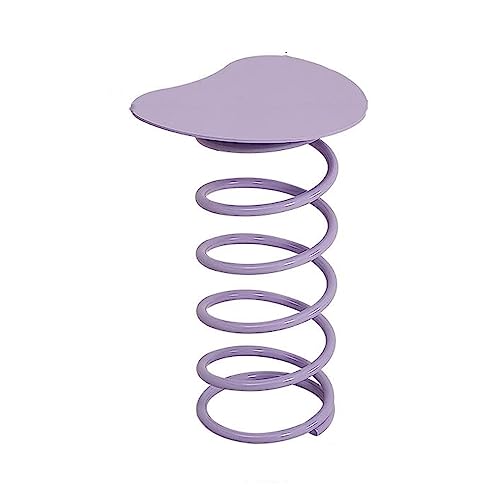 HYQOUKLR Nachttisch, Couchtisch, Beistelltisch mit Metallfuß im Federdesign for drinnen und draußen, Mehrfarbig(Purple) von HYQOUKLR