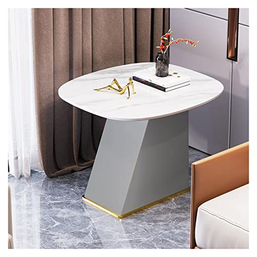 HYQOUKLR Nachttisch, Couchtisch, Kaffee Seite und Ende Tisch Sinterstein Top Holzrahmen Metall Basis Grau Orange(Gris) von HYQOUKLR