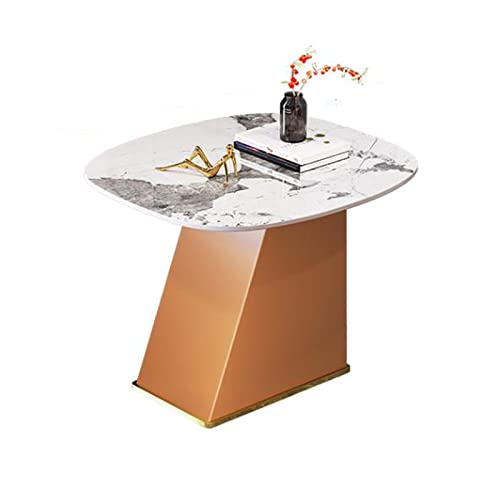 HYQOUKLR Nachttisch, Couchtisch, Kaffee Seite und Ende Tisch Sinterstein Top Holzrahmen Metall Basis Grau Orange(Orange) von HYQOUKLR