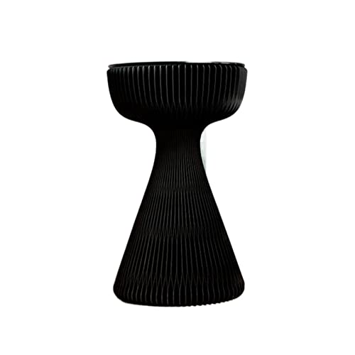 HYQOUKLR Nachttisch, Couchtisch, Klappbarer runder Couchtisch, 33 x 53 cm, Glasplatte for Terrasse, Wohnzimmer, Balkon, Garten, Mehrfarbig(Black+Gray Glass) von HYQOUKLR