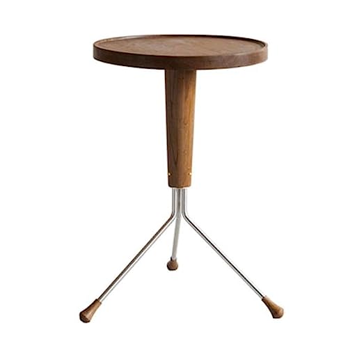 HYQOUKLR Nachttisch, Couchtisch, Kleiner runder Beistelltisch mit Pflanzenständer, Holzplatte und Metallbeinen, 2 Farben(Dark Brown) von HYQOUKLR