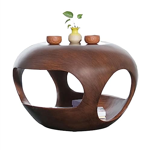 HYQOUKLR Nachttisch, Couchtisch, Zusammengebauter runder Beistelltisch aus Fiberglas, Couchtisch, Endtisch, Mehrfarbig, 50,8 x 32,1 cm(Bruin) von HYQOUKLR