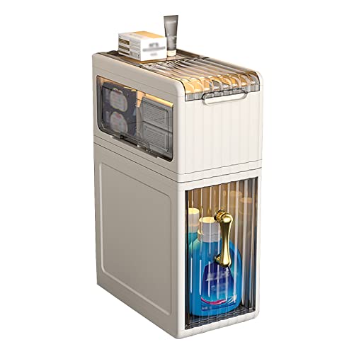 HYQOUKLR Schlanker Aufbewahrungsturm, Badezimmer-Aufbewahrungsschrank mit Toilettenpapierhalter, Tissue-Aufbewahrungsturm, weiß, mehrere Ebenen(2 Tier) von HYQOUKLR