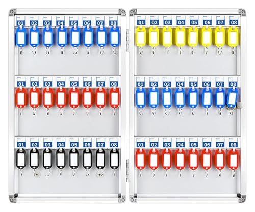 HYQOUKLR Schlüssel Schließfach Wandmontage， Schlüsselschrank-Wandhalterung, robuste Schlüsselbox aus Aluminiumlegierung mit Schlüsselanhängern, mehrere Größen(48) von HYQOUKLR