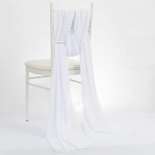 HYQOUKLR Sitzbezug, Rückenlehne, Gurt, Tischläufer, 2 Stück 70 x 300 cm goldene Chiffon-Bezüge mit Schleifen(White) von HYQOUKLR
