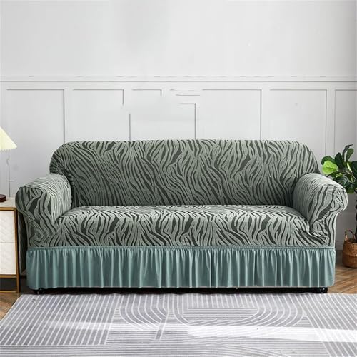 HYQOUKLR Sofabezug L-Form, Vatertagsgeschenk, Elastischer Sofabezug aus gerüschtem Seersucker for das Wohnzimmer, Mehrfarbig(01,2-Seater-145-185cm) von HYQOUKLR